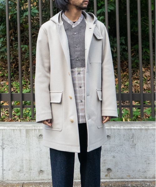 コート ジャケット TECH WOOL MELTON HOODIE COAT メンズ レディースの画像
