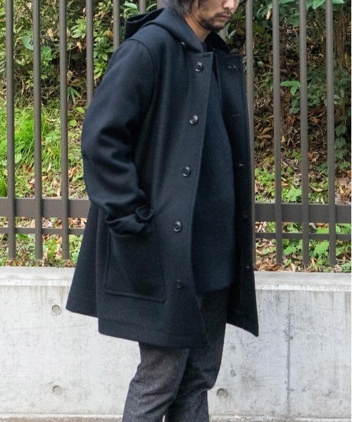 コート ジャケット TECH WOOL MELTON HOODIE COAT メンズ レディースの画像