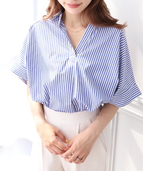 シャツ ブラウス 綿100%先染ストライプ.オーバーシルエットスキッパーシャツ|ZOZOTOWN |21