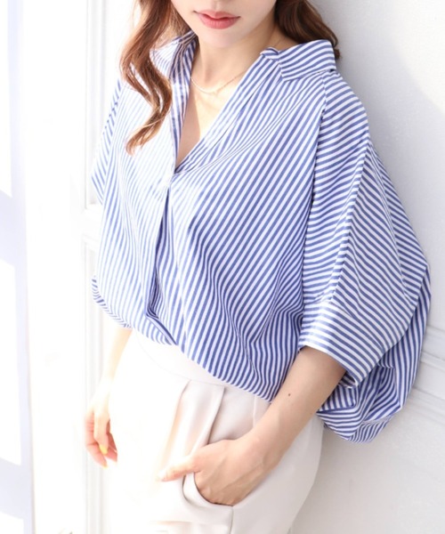 シャツ ブラウス 綿100%先染ストライプ.オーバーシルエットスキッパーシャツ|ZOZOTOWN |20