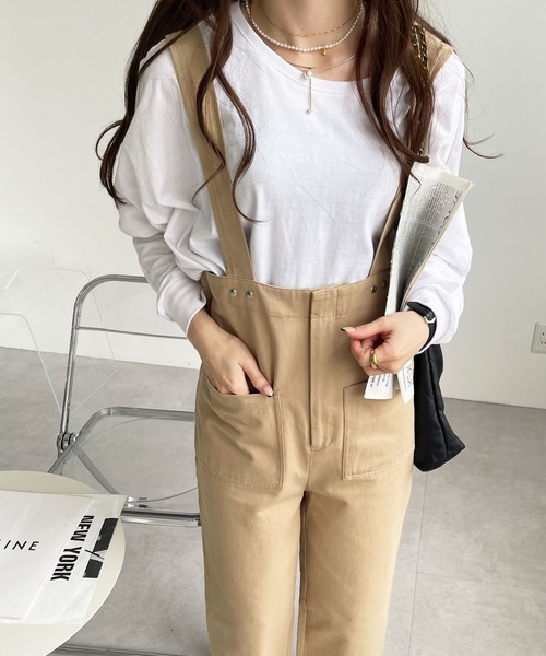 GeeRA（ジーラ） サロペット オーバーオール 綿混ツイルハイウエスト