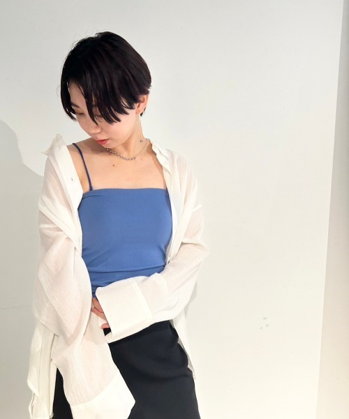 キャミソール 「AEWEN MATOPH」ニットコンビ ラッフル キャミソール