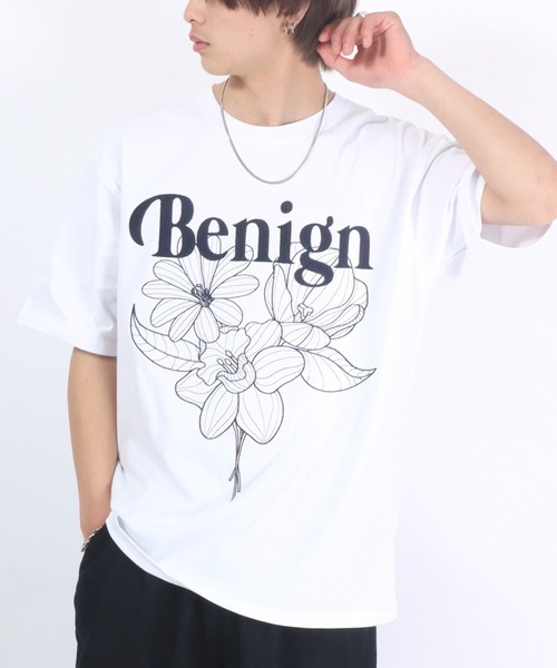 メンズ Tシャツ 花柄 刺しゅう フラワー バックプリント a1297 tシャツ フラワー刺繍 ビッグシルエット半袖Tシャツ/花柄