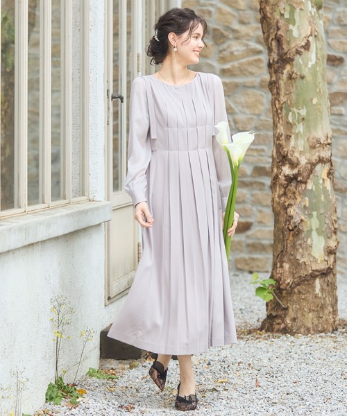 ラインワンピースドレス DRESS+（ドレスプラス） ドレス ワンピース ドレス プリーツ Iライン
