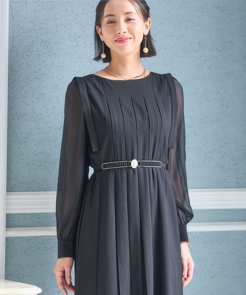 DRESS+（ドレスプラス） ドレス ワンピース ドレス プリーツ Iライン ミモレ丈 : ZOZOTOWN Yahoo!店 - 通販 ...