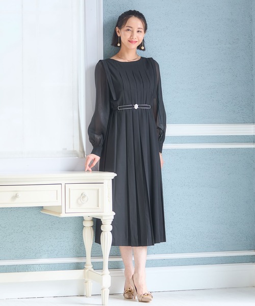 DRESS+（ドレスプラス） ドレス ワンピース ドレス プリーツ Iライン ミモレ丈 : ZOZOTOWN Yahoo!店 - 通販 ...