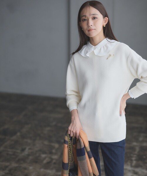 【WEB限定】ウールカシミヤミックスVネック ニット Amazon | [組曲] WEB限定 ウールカシミヤミックスVネック ニット