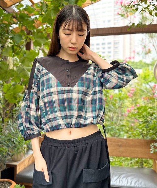 AVIE（アビィ） ブラウス シャツ インポートタータンチェックブラウス