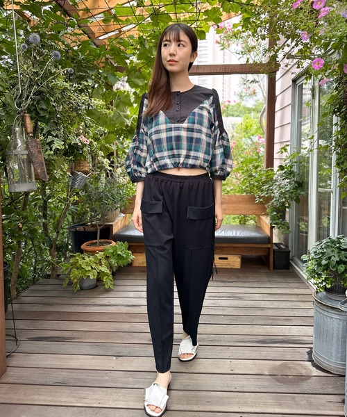AVIE ブラウス シャツ インポートタータンチェックブラウス