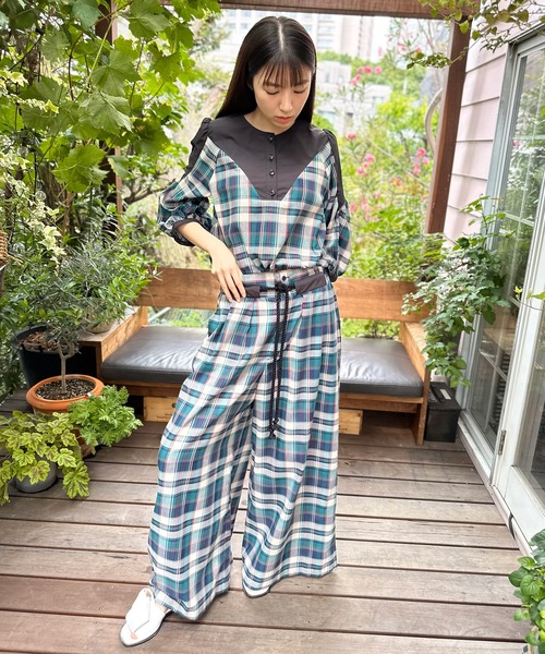 AVIE ブラウス シャツ インポートタータンチェックブラウス