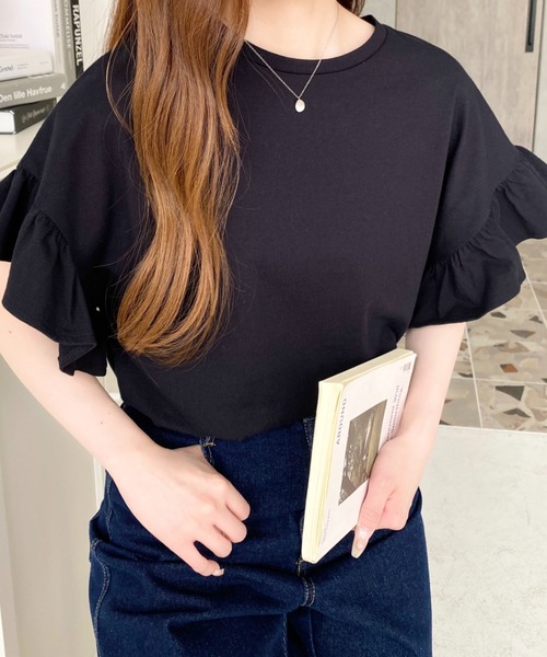 【美品】ENFOLD ソフト天竺 デコラティブ Tシャツ フリル M ソフト天竺 Petal hem T/SH – TIME AFTER TIME