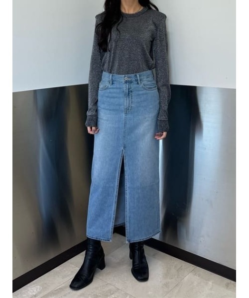 THROW by SLY ニット セーター GLITTER HG PADDED C/N TOPS グリッター