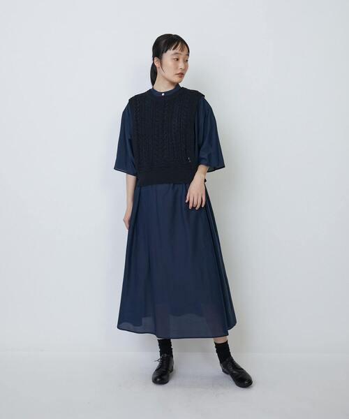 ゆか　　　Bobワンピース LOISIR ワンピース コットンシルクボイルギャザー使いワンピース