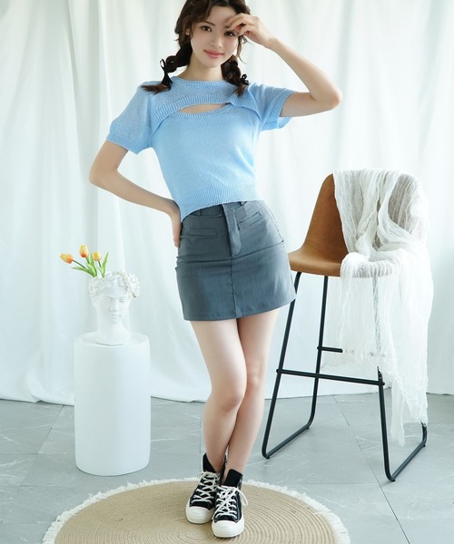 Jasmine Grandiflorum tシャツ 「Jasmine」胸あきデザイン半袖