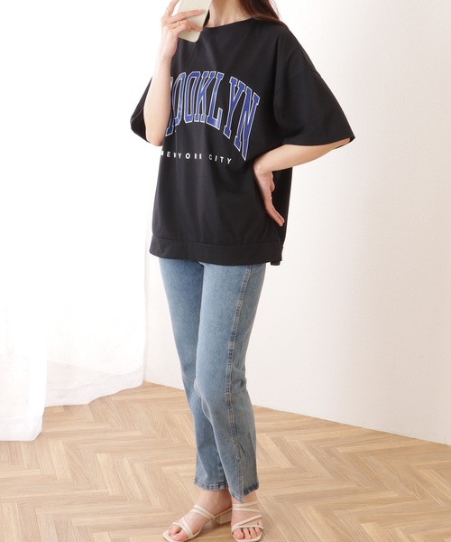 Lace Ladies tシャツ カレッジロゴ風 ビッグシルエット 半袖