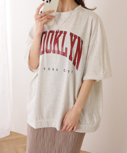 Lace Ladies tシャツ カレッジロゴ風 ビッグシルエット 半袖