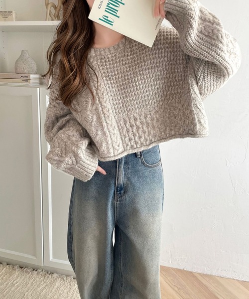 ニット 服 classicalelf ニット セーター 大人可愛い。ミックスカラーパッチ