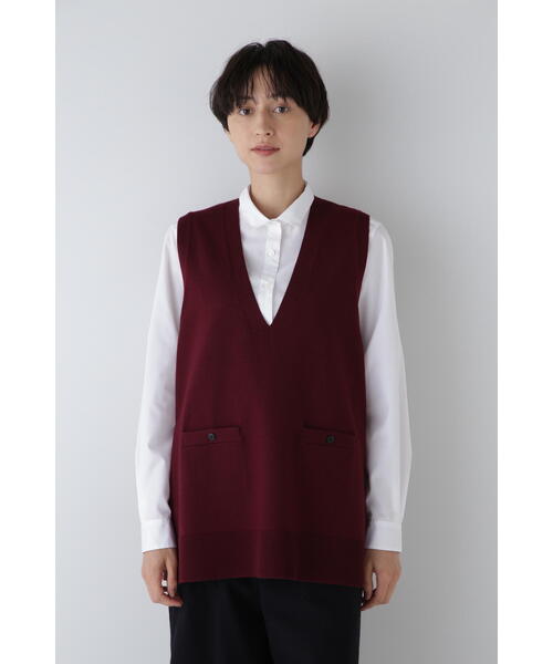 human woman（ヒューマンウーマン） ベスト ジレ ハイゲージVネック