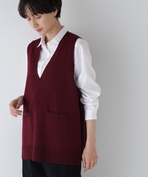 human woman（ヒューマンウーマン） ベスト ジレ ハイゲージVネック
