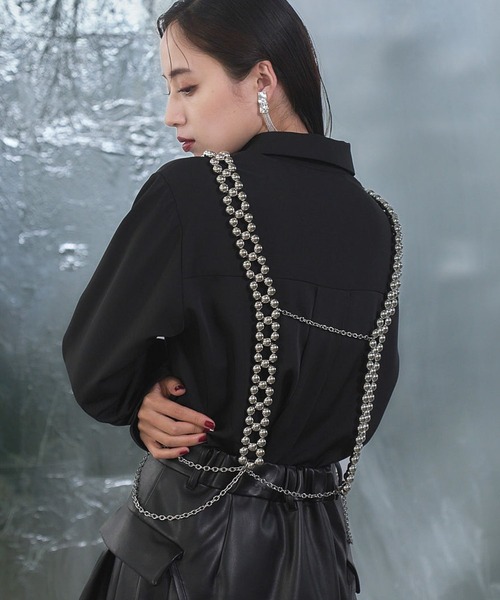 チェーン付きクロスデザインサスペンダー チェーン付きクロスデザイン