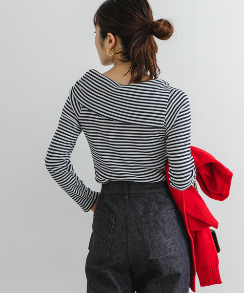F by ROSSO tシャツ ROSSO アシメボートネックプルオーバー