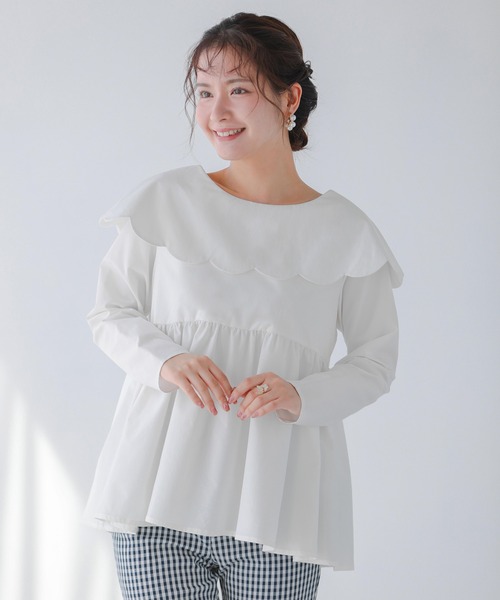 Fit more（フィットモア） スカラップケープペプラムプルオーバー