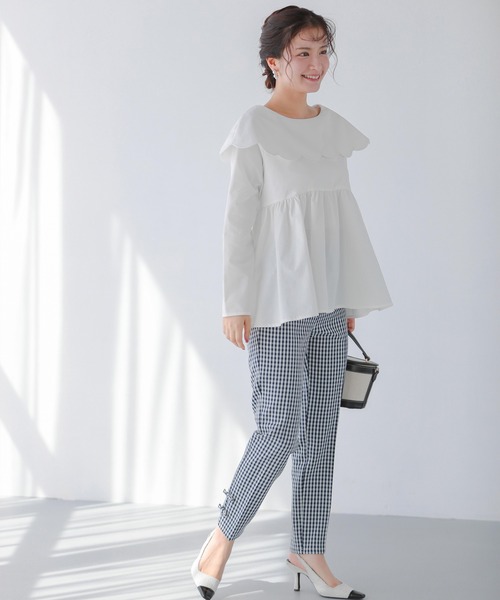 Fit more（フィットモア） スカラップケープペプラムプルオーバー