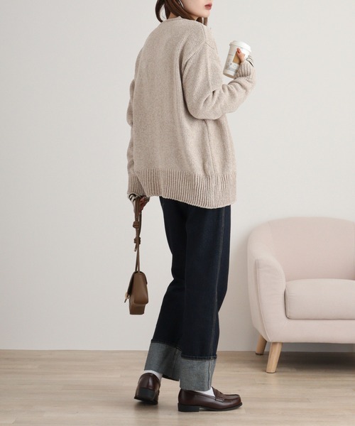 美品Rene36ベロアニット長袖カーディガン ベロアニットカーディガン