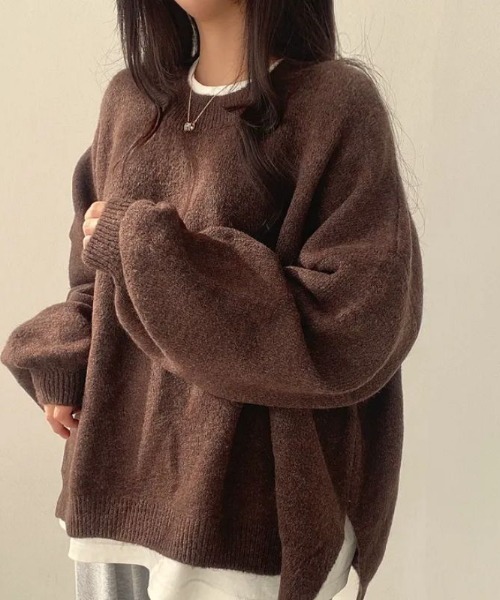 N.s ニット セーター オーバーサイズスリットニットトップス
