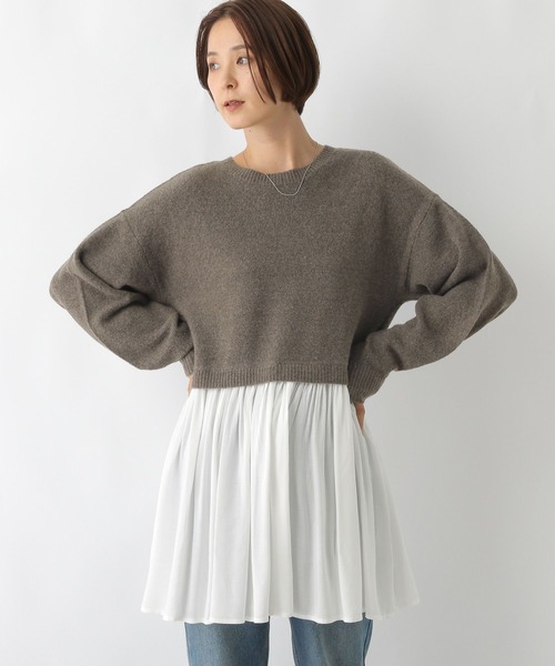 【わんごはん】 WOOL SHORT KNIT ALL IN ONE LEPSIM（レプシィム） チュニック ニットドッキングチュニック