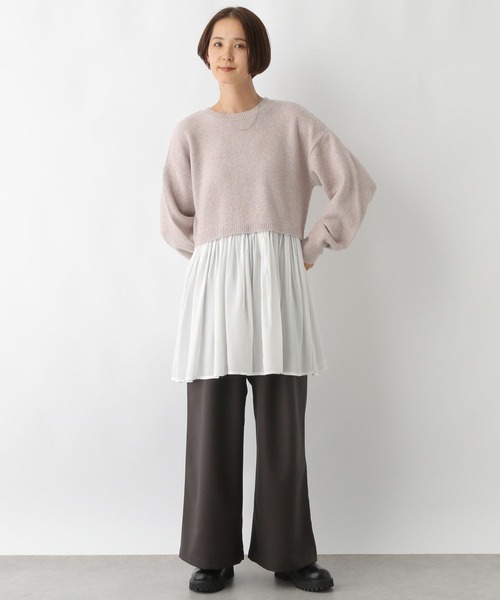 BNikkaHBさま専用 セール】ニットドッキングチュニックワンピース 152738