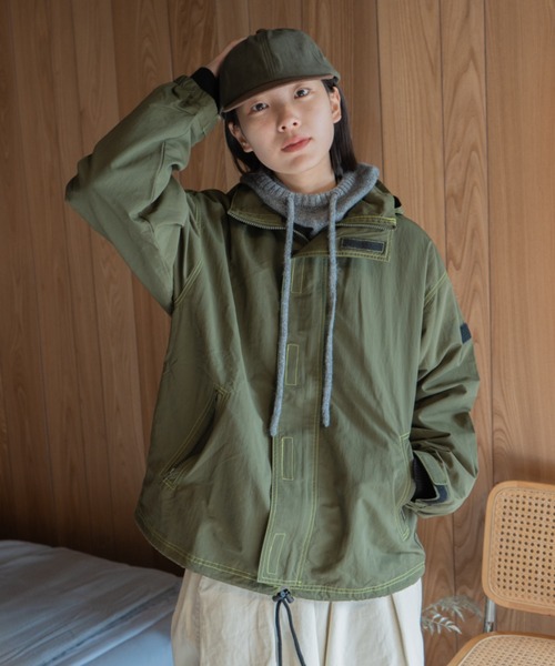 スエター女子の上着ジャンバー INTER FACTORY ブルゾン ジャンバー ニシルル - stitch nylon