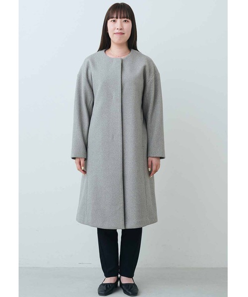 【美品】IENA モッサーダブルフェイスVネックコート ノーカラー グレー 38 IENA」 ノーカラーコート 38 グレー レディース IENA（イエナ）の