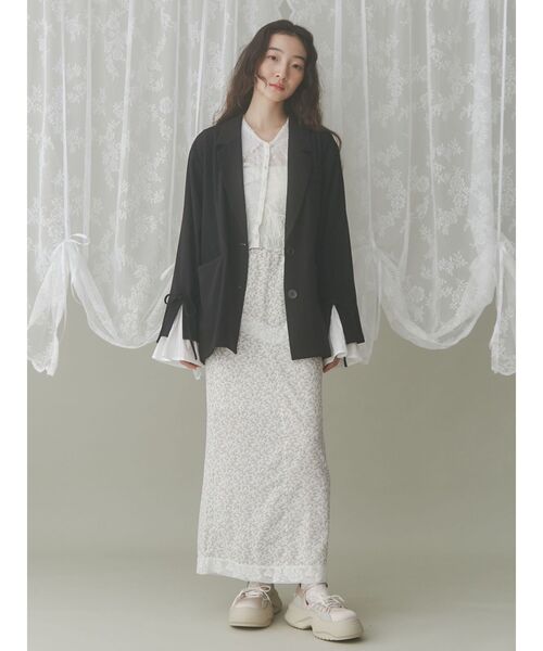 merry jenny カーディガン fog color blocking cardigan