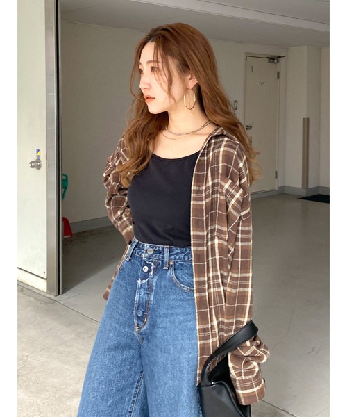 ブラウス シャツ チェックルーズシャツ レディース