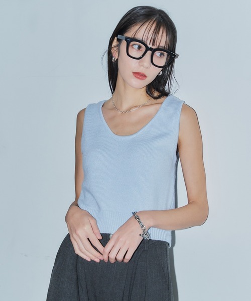 ベスト ジレ ニットクロップドベスト レディース