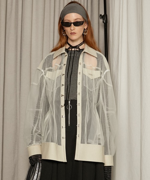 アナイ ANAYI 25SS スラブデニムライク5分袖ブルゾン ステンカラー