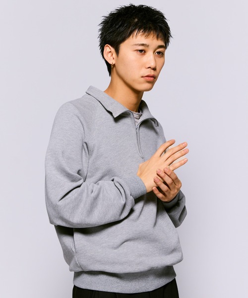 トレーナー スウェット 「UNISEX」GAINSBORO／ラグランハーフジップ（ウラケ） レディース メンズ THE BOLDMAN トレーナー スウェット Halfzip Raglan Sweat