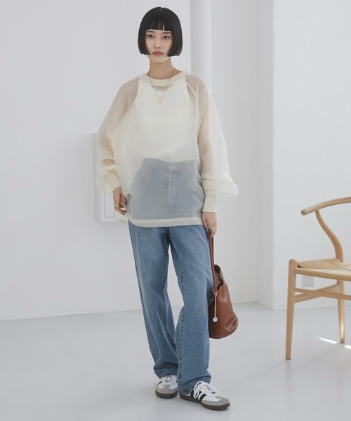 ANGIE tシャツ オーガンジー シアートップス/プルオーバー レディース