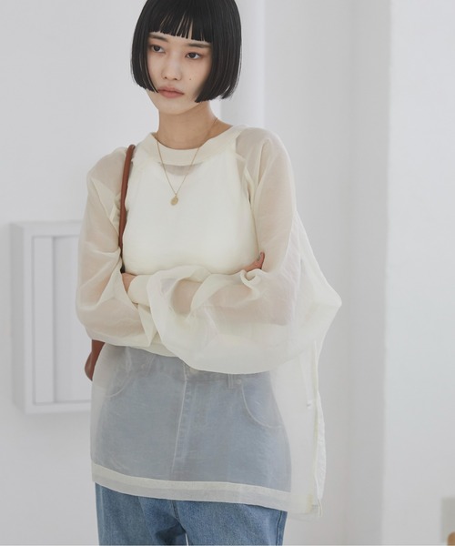ANGIE tシャツ オーガンジー シアートップス/プルオーバー レディース