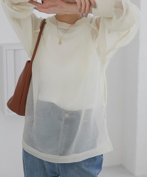 ANGIE tシャツ オーガンジー シアートップス/プルオーバー レディース 