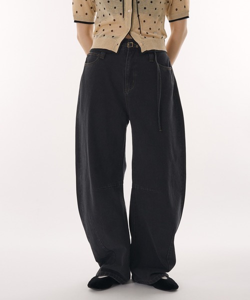 MOUSTY デニムパンツ MUHET ジーンズ デニム デニムパンツ belted curve denim pants