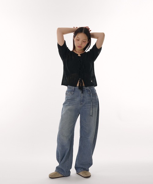 デニム・ジーパン HUECLOSET Curve Denim Pants (2color) BBU786 SEQUENZ（シークエンズ）】sqnz washed curve denim pants