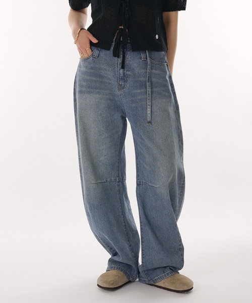 MUHET ジーンズ デニム デニムパンツ belted curve denim pants