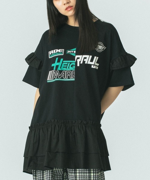 ROSE BUD ローズバッド　切替え　デザイン　Tシャツ ROSE BUD tシャツ REMAKE RUFFLE TOPS レディース : ZOZOTOWN