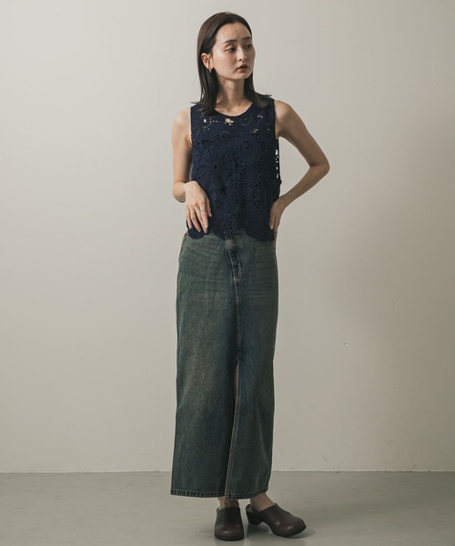 アーバンリサーチ　レースジレ　ベスト URBAN RESEARCH ベスト ジレ パッチワークレーストップス