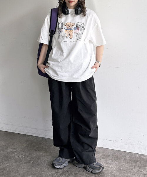 CPCM（シーピーシーエム） ワイドパンツ パンツ 綿ナイロンニータック