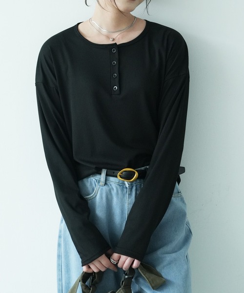 ヘンリーネック tシャツ 半袖／長袖展開 立体感サーマル レイヤード