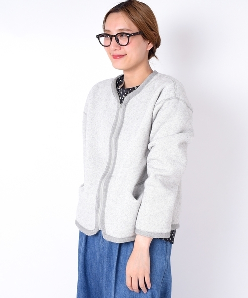 「liflattie ships」 ジップアップブルゾン MEDIUM グレー レディース_画像3