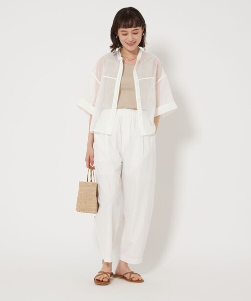ブラウス シャツ シアー コードレーン ハーフスリーブ シャツ レディース UNITED ARROWS green label relaxing｜シアー コードレーン